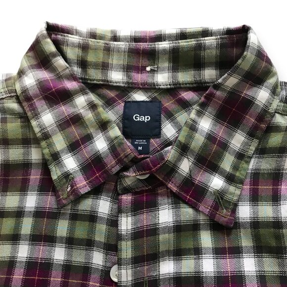 Gap Men’s Flannel Plaid Button Down Long Sleeve Shirt M, Cotton - Picture 8 of 9